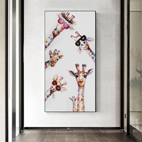 Peinture Girafe Multicolore 50x100 | Solution Déco Murale Grand Format - 4