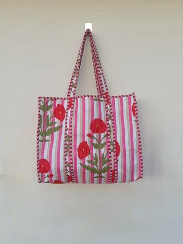 Image of Women's 100% Cotton Lightweight Shoulder Tote Bag with Interior Poeckt Casual Handbag for Women