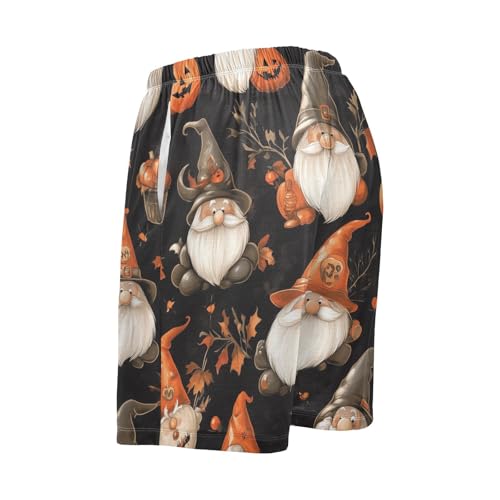 Gnome Evil Pumpkin Pajama Bottom Shorts for Men Soft Casual Sleep Lounge Shorts with Pockets S-XXL3