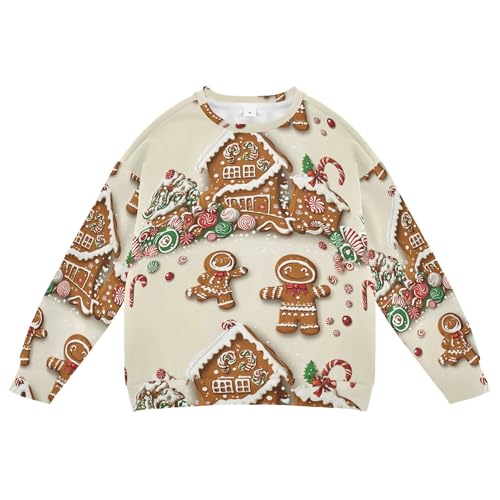 JUNZAN Gingerbread Candy Christmas Kids Girls Sweatshirt Hoodie Long Sleeve Hoodie for Boys Athletic 4T