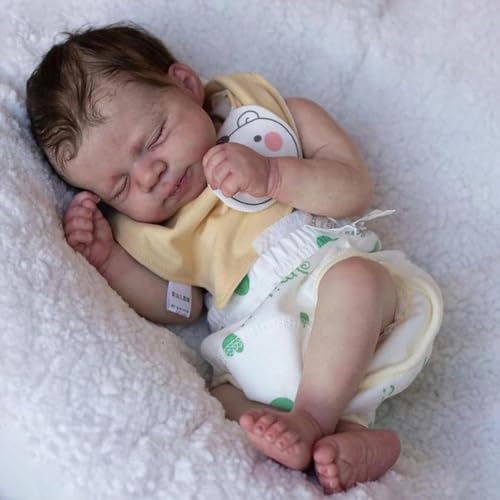 RXDOLL Asleep Reborn Babypuppen Silikon Ganzkörper Mädchen 18 Zoll Realistische Neugeborene Puppe Wasserdicht Lebensechte Babypuppen, die Echte Silikon Babies Puppe für Mädchen Geschenke – Bild 4