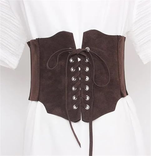 Women's Faux Suede Leather Bandage Cummerbunds Female Dress Corsets Waistband Belts Decoration Wide Belt 5