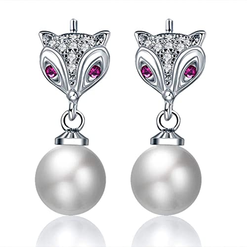 Pendientes de tuerca 925 para mujer con perlas de concha de zorro de alta joyería