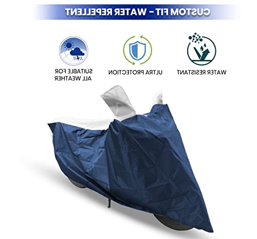 Image of Hunter 350 Two Wheeler Bike Cover Accessories - Dustproof - UV Protection - Premium Bike Cover Blue White