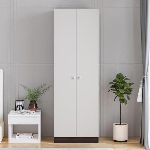 Image of FURNEASER Fanciable Engineering Wood 2 Door Wardrobe Almirah for Clothes | Double Door Cabinet Closet Organizer | Multipurpose Cupboard for Bedroom Living Room | 60 x 42 x 180 CM (Wenge & White)