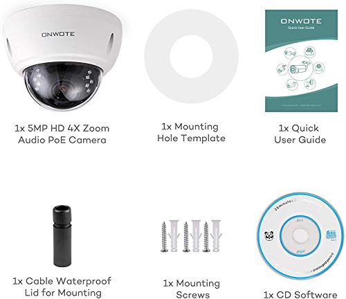 ONWOTE 5MP 4X Optical Zoom Dome IP POE Security Camera with Audio, Outdoor Vandalproof, 5 Megapixels 2592x 1944P Camera, 2.8-12mm Motorized Lens, 100ft IR IP66 Wide Angle, Work w/ONWOTE PoE NVR