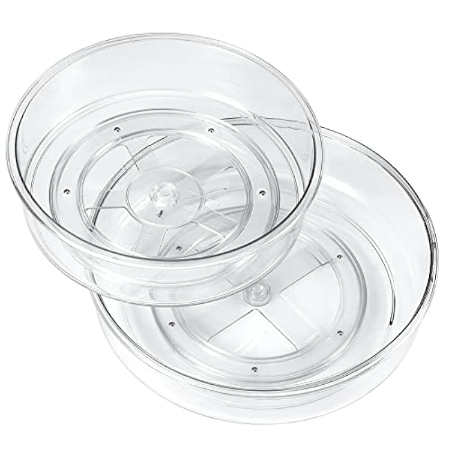 2 Pack, Lazy Susan Organizer for Cabinet, 12 Inch &10 Inch Lazy Susan Turntable for Fridge, Pantry Organization and Storage, Kitchen Spice Rack, Bathroom, Vanity, Countertop, Under Sink and Table