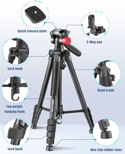 Image of Tripod Stand for Mobile Phone and DSLR Camera for Best Video Recording Shoot 360 Rotaion 61 Inch (5 Feet) Suitable for iPhone