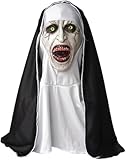 Mosicke Nun Mask Scary Valentine Cosume Halloween Masks Latex for Nun Costume Costume Valentine's Day Decoration Accessories (Red Mouth)