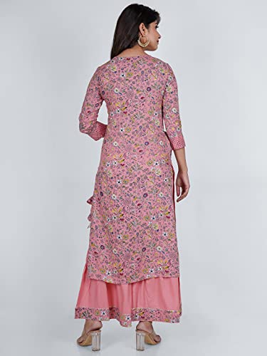 Image of Women's Viscose Floral Printed Straight Fit Kurta and Sharara Set