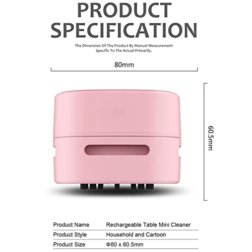 Image of ODISTAR Desktop Vacuum Cleaner, Mini Table dust Sweeper Energy Saving,High Endurance up to 400 mins,360º Rotatable Design for Keyboard /Home /School /Office (Pink Charging)