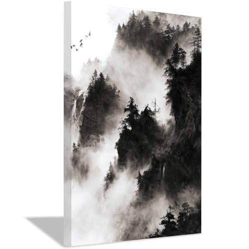 Chutes de la montagne ink misty toile encadrée pour réveiller un mur vide