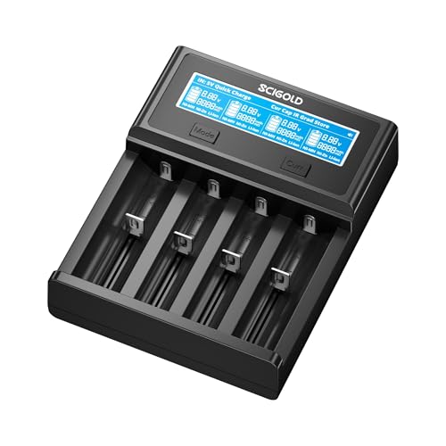 SCIGOLD Smart Battery Charger with LCD Display 2A Fast Charging for Rechargeable Li-ion Ni-MH Ni-Zn Batteries Compatible with AA AAA 18650 21700 14500 18350 18700 RCR123