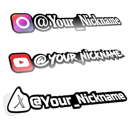 Custom Social Media Vinyl Lettering - Personalized Decals Name Username Logo for Cars Cups Windows Tumblers Hydroflask JDM Windshield - Waterproof Stickers from 4-100 Inches Sizes