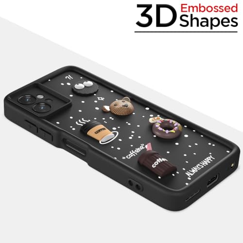 Image of Pikkme Back Cover for Motorola Moto G32 | 3D Bear Silicone Cute & Fun Coffee Cartoon | Full Body Protection Bumper Case (Black)