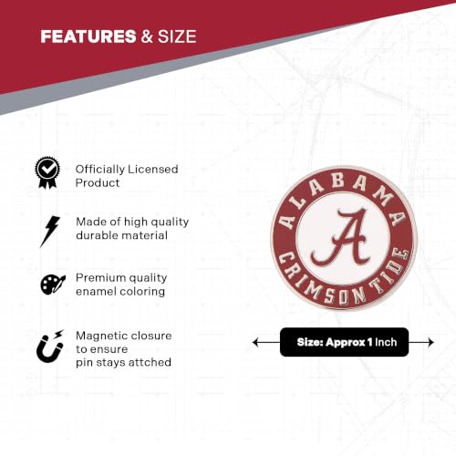 Image of Desert Cactus University of Alabama Magnetic Metal Lapel Pin (B) | Officially Licensed UA Alabama Crimson Tide Enamel Finish Lapel Pin Formal Wear Bag and Hat Jewelry Tie Track Brooch Pin