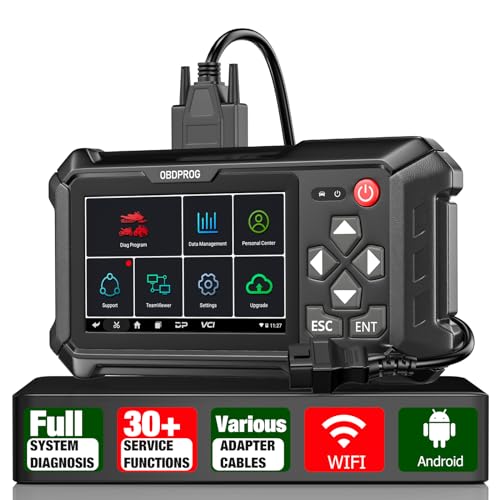 OBDPROG Moto 100 Motorcycle Diagnostic Scan Tool, Full System Scanner for Harley Honda Yamaha Victory Indian Polaris Brp, Engine ABS TPMS Auto Scan Code Reader, Oil Light Reset, 5.0 Touch Screen