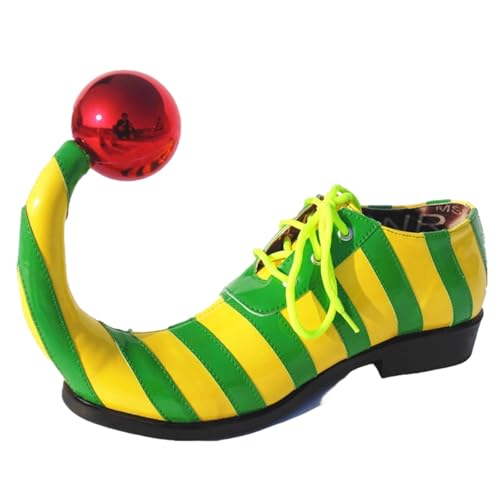 Générique Zapatos de payaso para hombre y mujer, disfraz – Zapatos Carnaval Halloween con rayas amarillas negras y bolas rojas puntiagudas para fiesta Cosplay teatro noche rave eventos festivos, Verde