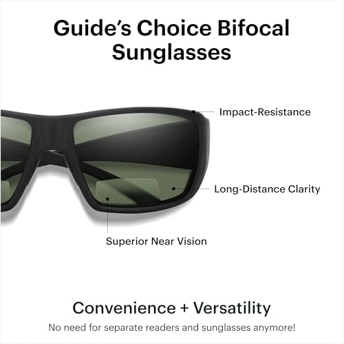 Image of SMITH Guide's Choice Bifocal Fishing Sunglasses - Polarized Readers +2.0 to +2.5 Magnification for Boating & Water Sports