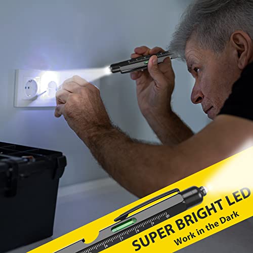 Tools Gifts For Men Multitool Pen - Cool Gadgets For Men Dad Women Unique Birthday Gifts For Men Who Have Everything Engineer Woodworker Carpenter,Pocket Multi Tool With Light,Stylus,Ruler,Screwdriver #TOP3