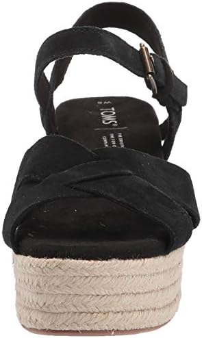 TOMS Women's Willow Wedge Sandal, Black Suede, 5.5 | Image 1