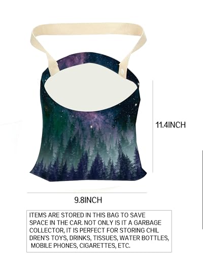 Image of Car Trash Can, Durable Hanging Car Trash Garbage Bag, Cute Automotive Garbage Cans Organizer, Beautiful Galaxy Night Forest