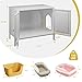 Aobabo Cat Litter Box Enclosure, Metal Cat Washroom Furniture with Barn Door, Pet House, Fit Most of Litter Box, White, Assembly Required