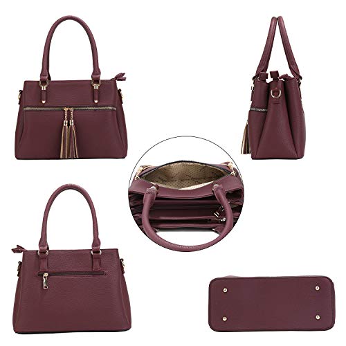 Image of KKXIU Women Satchel Bags Handle Shoulder Handbags and Purses Pockets Zipper Leather Crossbody Bags