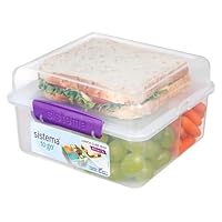 Sistema TO GO Lunch Box Cube Max | 2 L Bento-Box Style Food Container with Dividers & Leak-Proof Yoghurt Pot | BPA Free | Assorted Colours (Not Selectable)