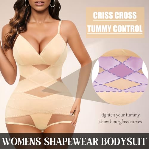 Image of Avidlove Shapewear Bodysuit for Women Body Shaper Tummy Control Shapewear Plus Size Body Suits with Snap Crotch