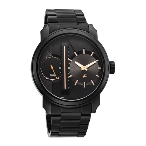 Image of Fastrack Pulse IV with Black Dial Black Stainless Steel Strap Watch for Men - 3341NM01