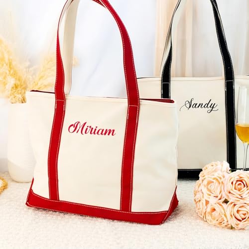 Personalized Embroidered Name Tote Bag: Custom Reusable Large Canvas bag for Shopping, Travel, Birthday Gifts2