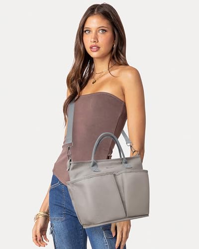 Bluome Tote Bag for Women Large Laptop Tote Canvas Nurse Bag Hobo Bag Foldable Gym Bag Top Handle Handbag for Travel,Work,Grey2