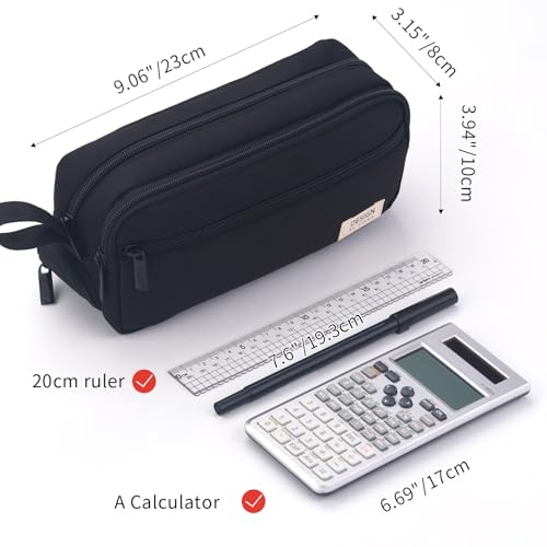 Image of HVOMO Large Pencil Case High Capacity Holder Box Storage bag Desk Organizer Marker Pouch Pen For Middle School Office College Adult Girl and Boy(Black)