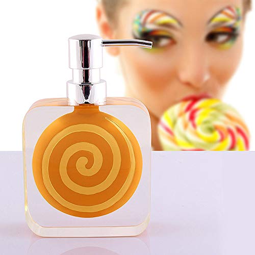 Preisvergleich Produktbild ASDQW Seifenspender,Shampooflasche Durchsichtige Harzquadratbehälter Wunderschön Orange 3D-Lutscherrelief Mit Silberner Handpumpe Badezimmer Hotelküchen-Set