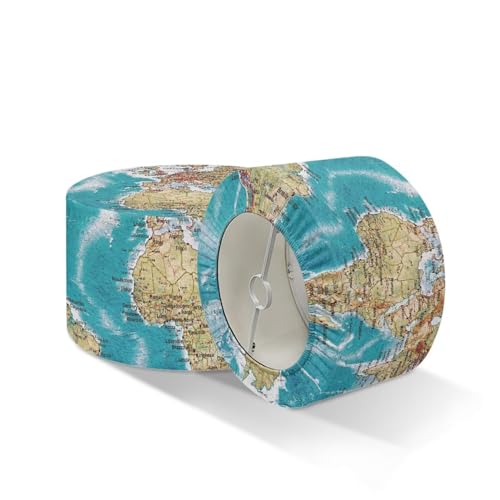Xoenoiee XOE-CZA14-22640 World Map Print 2Sets Lamp Shade Home Decor Drum Lampshade thumb #1