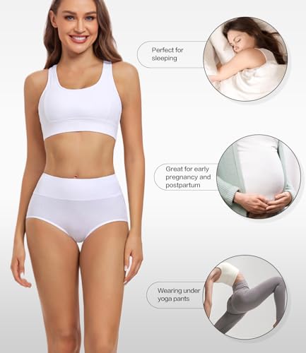 wirarpa Unterhosen Damen Baumwolle Frauen Unterwäsche Hohe Taille Slips Hoher Taillenslip 4er Pack Weiß Größe 4XL(60/62) 5