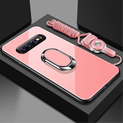 Couverture arrière Samsung S9 Plus rose en verre trempé rigide et support aimanté intégré
