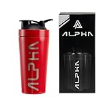 A L P H A Stylish & Modern Thermo - Edelstahl Eiweiß Protein Shaker -750 ml mit 2x Mix Ball , Eiweiß - Edelstahl Shaker Absolut BPA FREI & Langhaltige Material & Einfach zu Reinigen!!