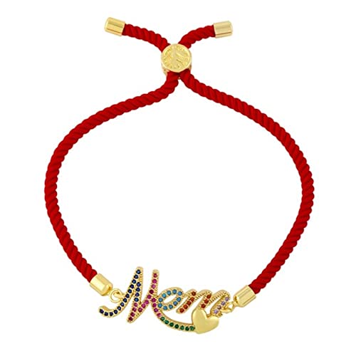 Bracelet cordon rouge pour femme avec charme coeur en maman et oxydes de zirconium