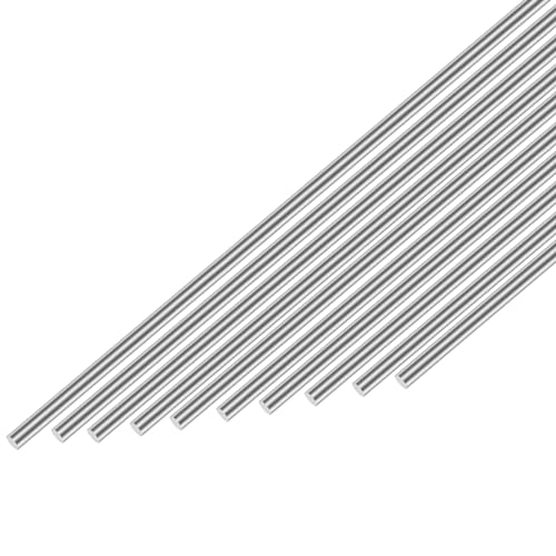 Image of 304 Stainless Steel Round Rod 3mm x 400mm, 10pcs Metal Solid Shaft Rods Lathe Bar Stock for Industry, Metal Working Hobbies and DIY Craft