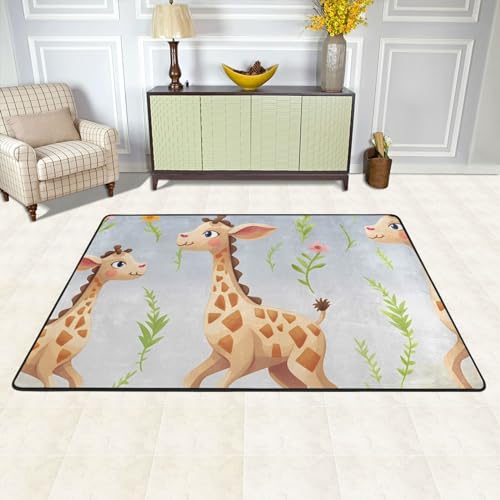 Tapis de sol absorbant antidérapant grand format lavable motif girafe - 2