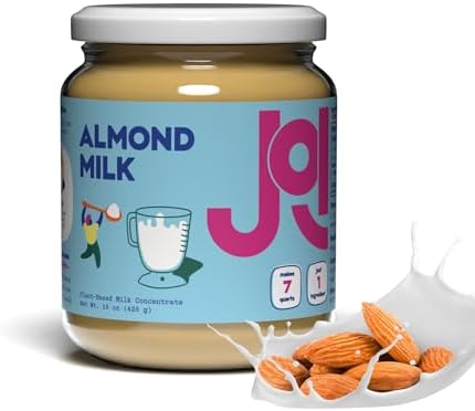 JOI Almond Milk Base, Unsweetened Plain Concentrate - 27 Servings, Paste, Butter, Blend with Water to Make Up To 7 Plant Milk Quarts - Vegan, Kosher, Shelf Stable, Keto-Friendly, Dairy Free, & Fat Free Milk - Use in Smoothies, Cereal, Ice Cream, Spreads & Baked Goods. 100% Almonds. Contains zero added sugar, gums, oils, or binders. Tastes like Almonds.