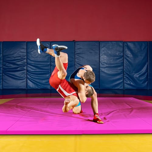 Image of BalanceFrom 6x4 Feet 4-Panel Folding Gymnastics Mat - 2-Inch Thick Pad with Vinyl Surface and Carrying Handles for Tumbling, Yoga, Pilates, Home Workouts, and Martial Arts