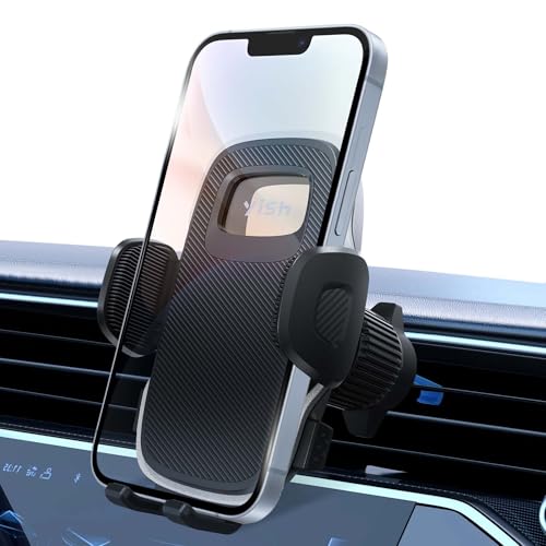 YISH Porta Soporte Movil Coche 360° Suporte Telemovel Carro [Gancho Mejorado y Silicona] Sujeta Moviles para Coche, Sujeción Movil Coche con iPhone, Samsung, Google, Sony y Más (Negro)