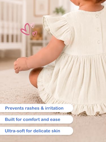 Image of Kidbea Baby Girls' Cotton Dress | Comfortable, Trendy Ruffled Sleeves & Hem, Soft Breathable Fabric for Everyday & Special Occasions