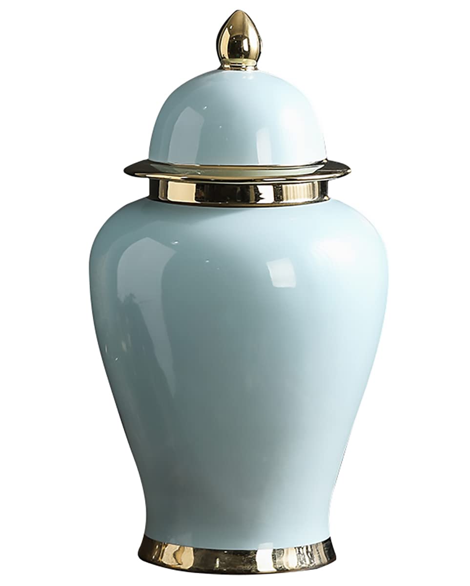 Ceramic Ginger Jar with Lid for Home Decor, Oriental Temple Jar Chinese Traditional Porcelain Dried Flower Vases Decorative Jars for Home, Office, Table, Living Room, Bookshelf,Large,A1