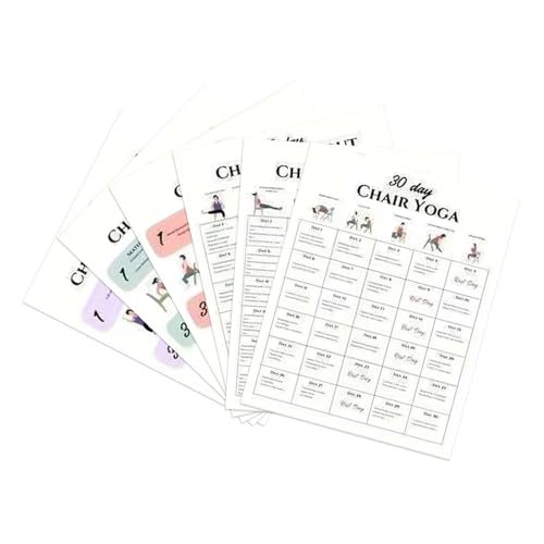Plan d'entraînement sur chaise | Set de planche d'exercices assis et affiche de yoga | Guide de conditionnement physique | Planificateur d'exercices pour la...