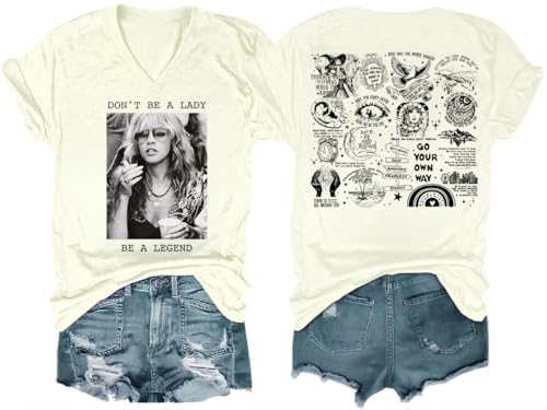 Vintage Graphic Tees for Women Dont Be A Lady Be A Legend Shirt Cute Rock Band T Shirt for Women