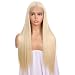 FUHSI Kanekalon Fiber 13×6 Inch Lace Real Natural For Women–Soft&Smooth, Straight Lace Front Wig,Elastic Straps,Comfortable & Adjustable For Perfect Fit –613# Blonde 250D 22"